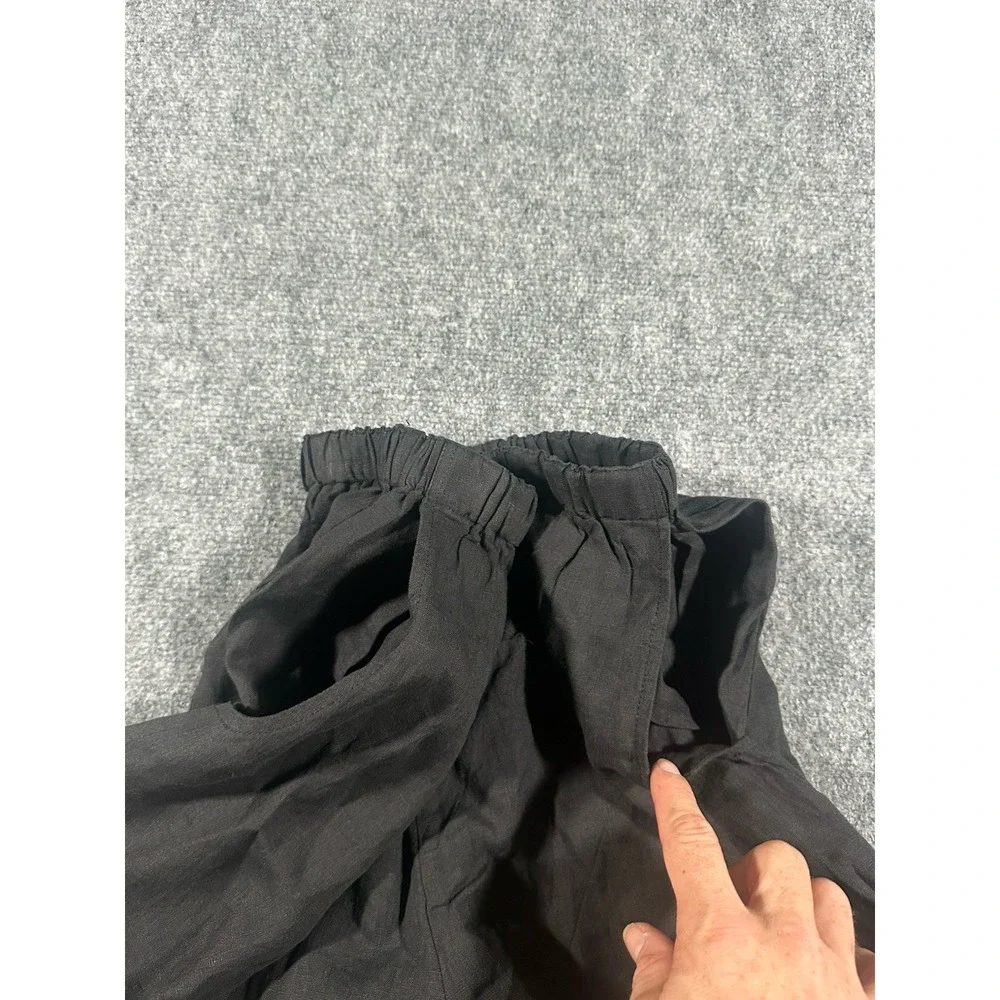 FLAX Brand Women's Black Linen Pants Size Small 4-6 Pull On Elastic Waist